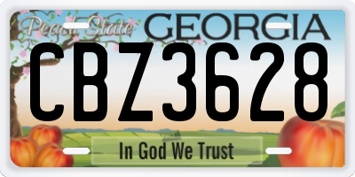 GA license plate CBZ3628