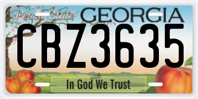 GA license plate CBZ3635