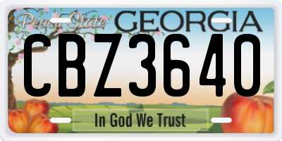 GA license plate CBZ3640