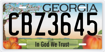 GA license plate CBZ3645