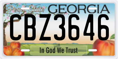 GA license plate CBZ3646