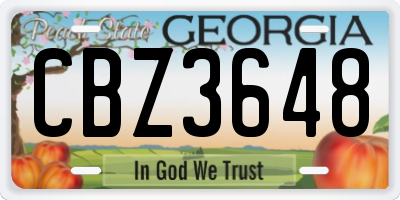 GA license plate CBZ3648