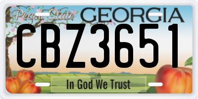 GA license plate CBZ3651