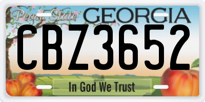 GA license plate CBZ3652