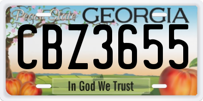 GA license plate CBZ3655