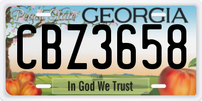 GA license plate CBZ3658