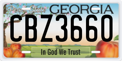GA license plate CBZ3660