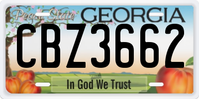 GA license plate CBZ3662