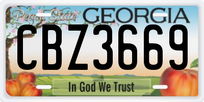 GA license plate CBZ3669