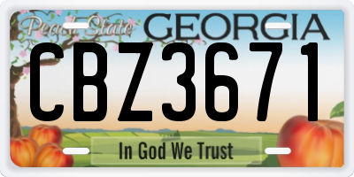 GA license plate CBZ3671