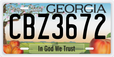 GA license plate CBZ3672