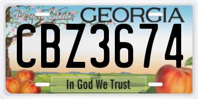 GA license plate CBZ3674