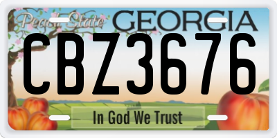 GA license plate CBZ3676