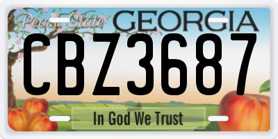GA license plate CBZ3687