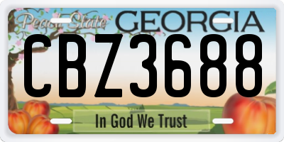 GA license plate CBZ3688