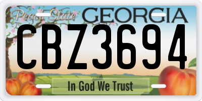 GA license plate CBZ3694