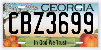 GA license plate CBZ3699