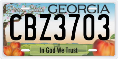 GA license plate CBZ3703