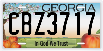 GA license plate CBZ3717
