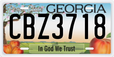 GA license plate CBZ3718