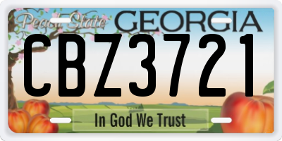 GA license plate CBZ3721