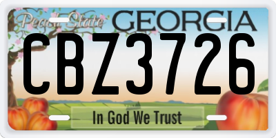 GA license plate CBZ3726
