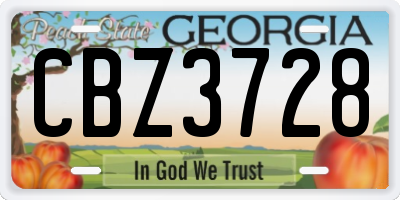GA license plate CBZ3728