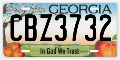 GA license plate CBZ3732