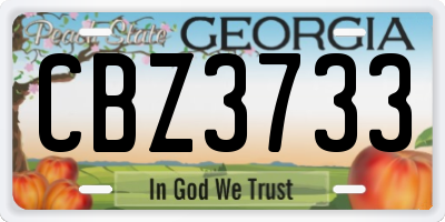 GA license plate CBZ3733
