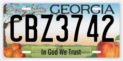 GA license plate CBZ3742