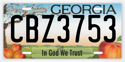 GA license plate CBZ3753