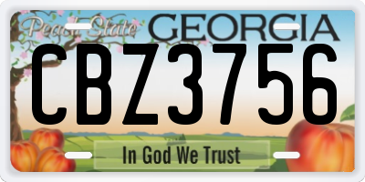 GA license plate CBZ3756