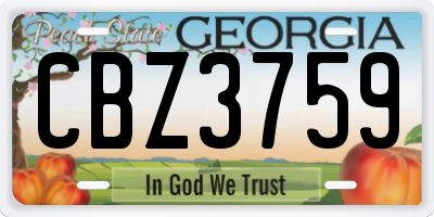 GA license plate CBZ3759