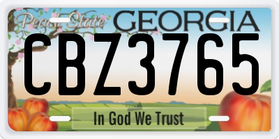 GA license plate CBZ3765