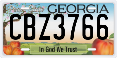 GA license plate CBZ3766
