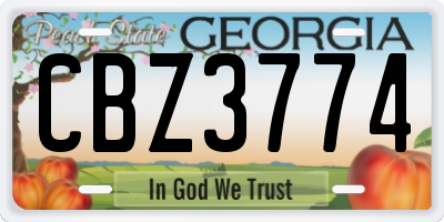 GA license plate CBZ3774