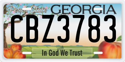 GA license plate CBZ3783