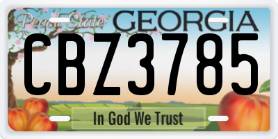 GA license plate CBZ3785