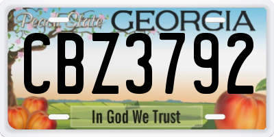 GA license plate CBZ3792