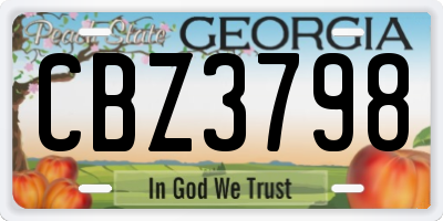 GA license plate CBZ3798