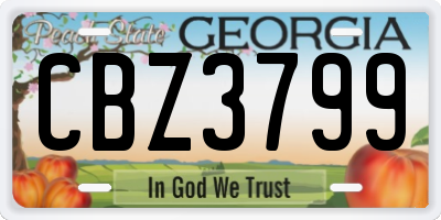 GA license plate CBZ3799
