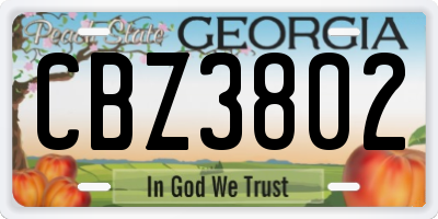 GA license plate CBZ3802