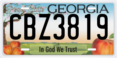 GA license plate CBZ3819