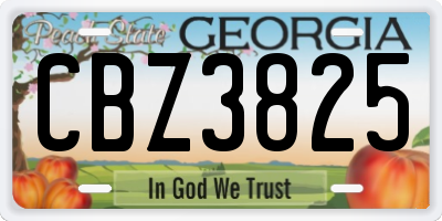 GA license plate CBZ3825
