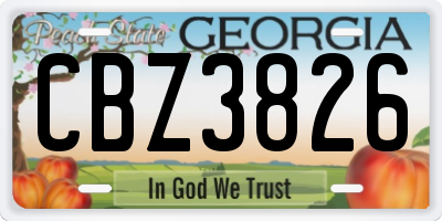 GA license plate CBZ3826