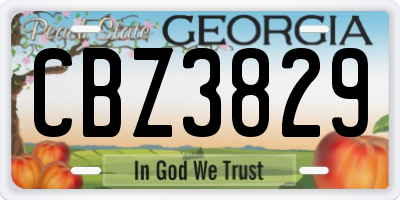 GA license plate CBZ3829