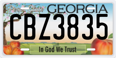 GA license plate CBZ3835