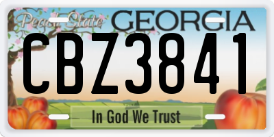 GA license plate CBZ3841