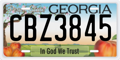 GA license plate CBZ3845