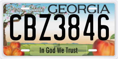 GA license plate CBZ3846